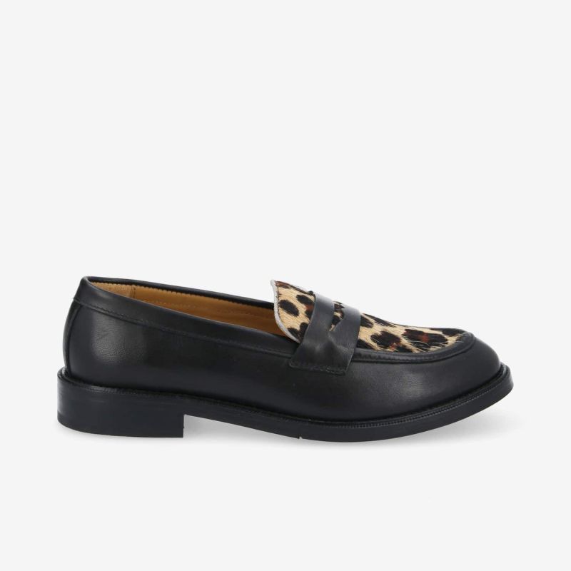 CALIA MOC W - B.CALF/P.ANIMAL -  NOIR/LEOPARD